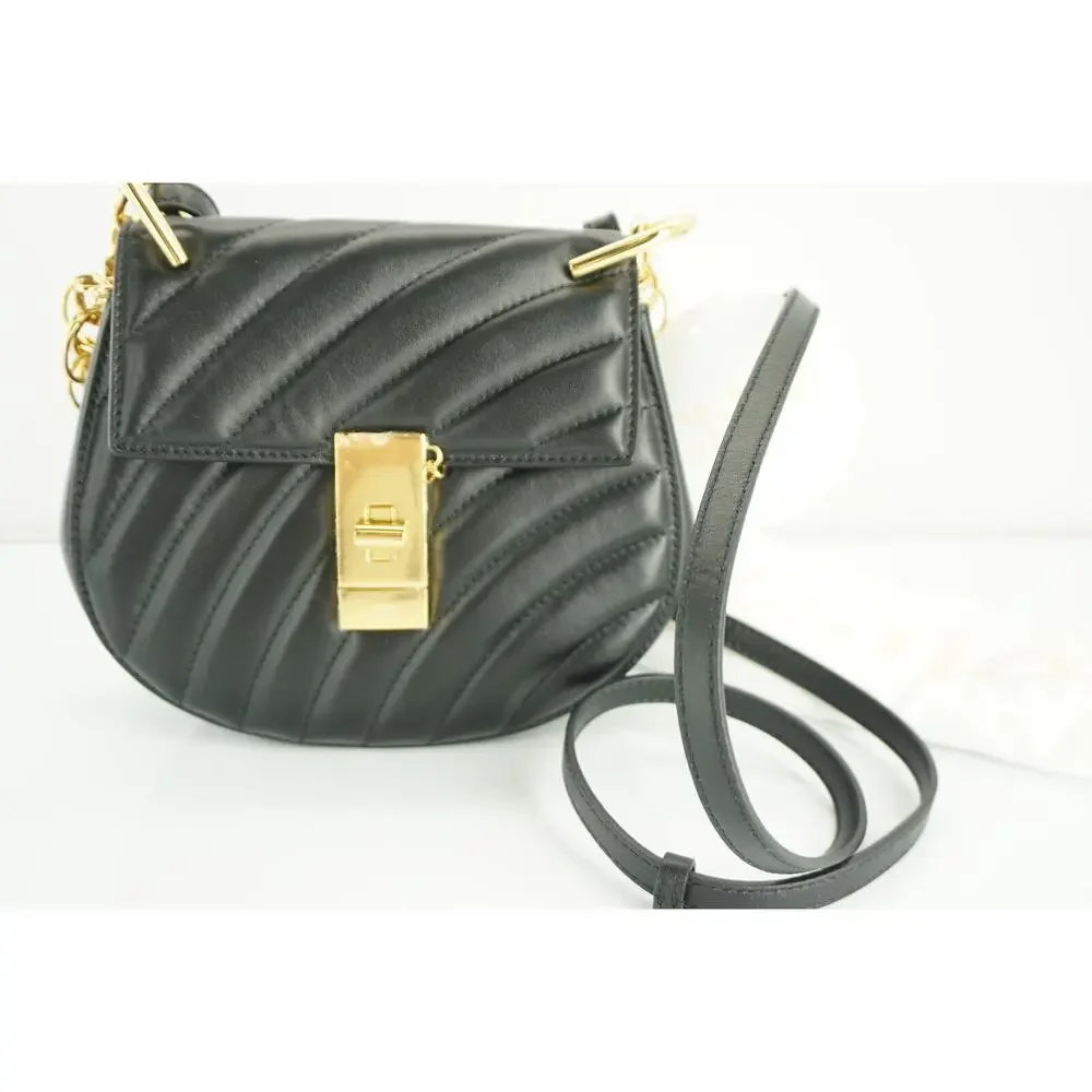 Chloe Black Quilted Leather Mini Drew Bijou Crossbody Gold Chain Bag NWT